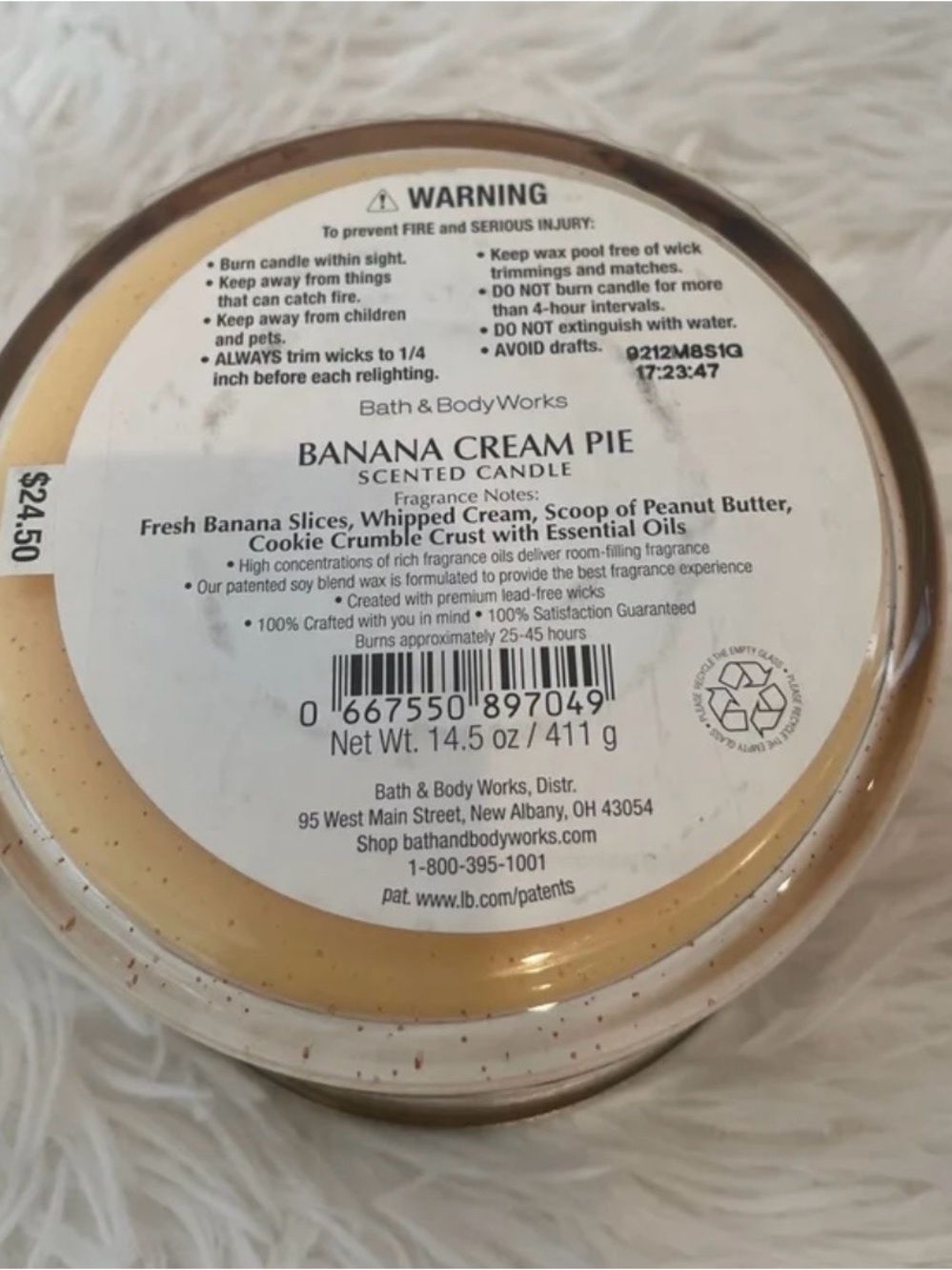 Bath & Body Works Banana Cream Pie Scented Candle - Cream, Orange, Silver - Picture 3 of 3